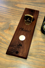 Load image into Gallery viewer, Black Walnut "Cap Catcher" Wall Mounted Bottle opener