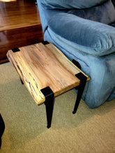 Load image into Gallery viewer, Live Edge Wooden End Table, Mid Century Modern Legs
