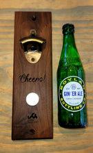 Load image into Gallery viewer, Black Walnut &quot;Cap Catcher&quot; Wall Mounted Bottle opener
