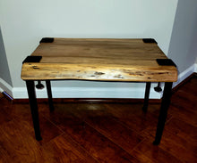 Load image into Gallery viewer, Live Edge Wooden End Table, Mid Century Modern Legs
