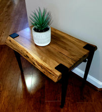 Load image into Gallery viewer, Live Edge Wooden End Table, Mid Century Modern Legs
