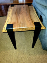 Load image into Gallery viewer, Live Edge Wooden End Table, Mid Century Modern Legs
